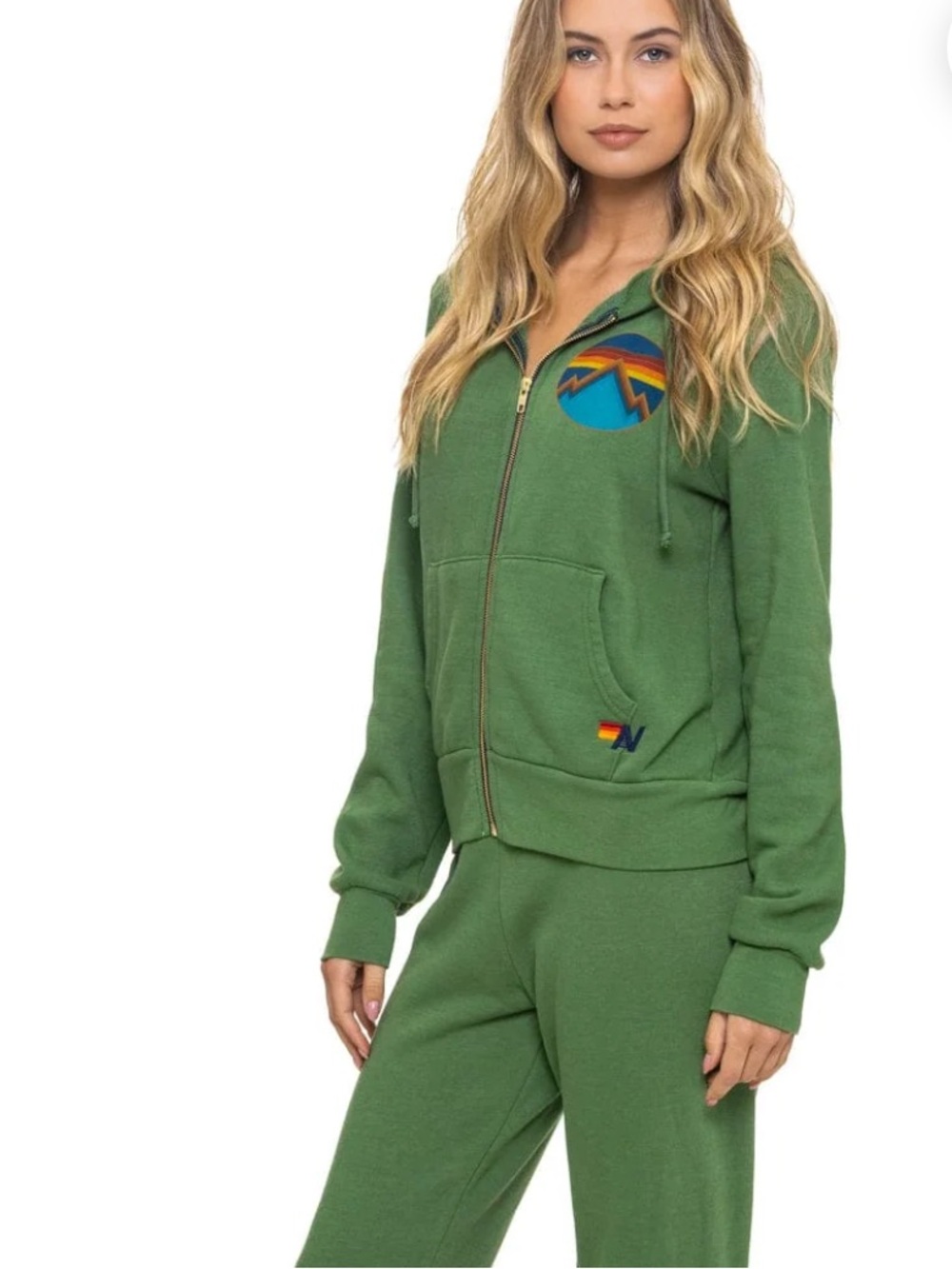 Aviator Nation All Seasons Circle Zip Hoodie - Unisex - Palm